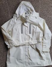 Lands End Women's 2X Lined Rain Jacket Zip Front Belted Ivory Rain Proof Zippers