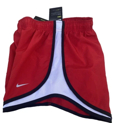 Pantalones Cortos para Correr Nike Dri Fit Damas Pequeños Rojos/Blancos Nuevos con Etiquetas Foto 1 de 4