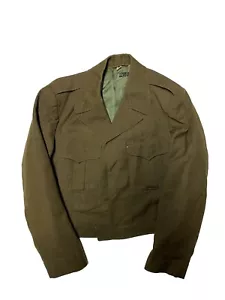 Vintage WW2 Military Jacket USA Army Officers IKE Wool Size 40R Small Green - Picture 1 of 4