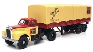 Corgi 1/50 Scale 52802 - Mack B Series Semi Truck (Burlington Route) Beige/Red - Picture 1 of 6