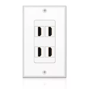 Placa de pared HDMI (4 puertos, blanco) enchufe de zócalo HDMI inserto conector montaje de panel - Imagen 1 de 8