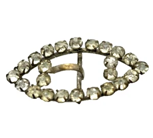Art Deco Style Belt Buckle Scarf Slide Silver Tone Clear Rhinestone Vintage - Picture 1 of 6