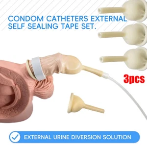 3pcs M/L/XL Male External Catheter Disposable Urine Collector Latex Urine Bag - Picture 1 of 14