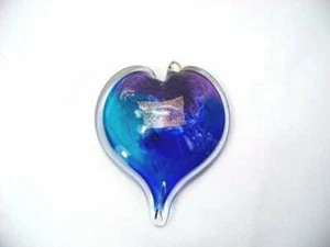 Hand Blown Glass Heart Shaped Pendant - Picture 1 of 1