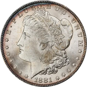 Morgan Dollar 1881-O, NGC MS-65 Old Holder. Beautiful Peripheral Toning! - Picture 1 of 4