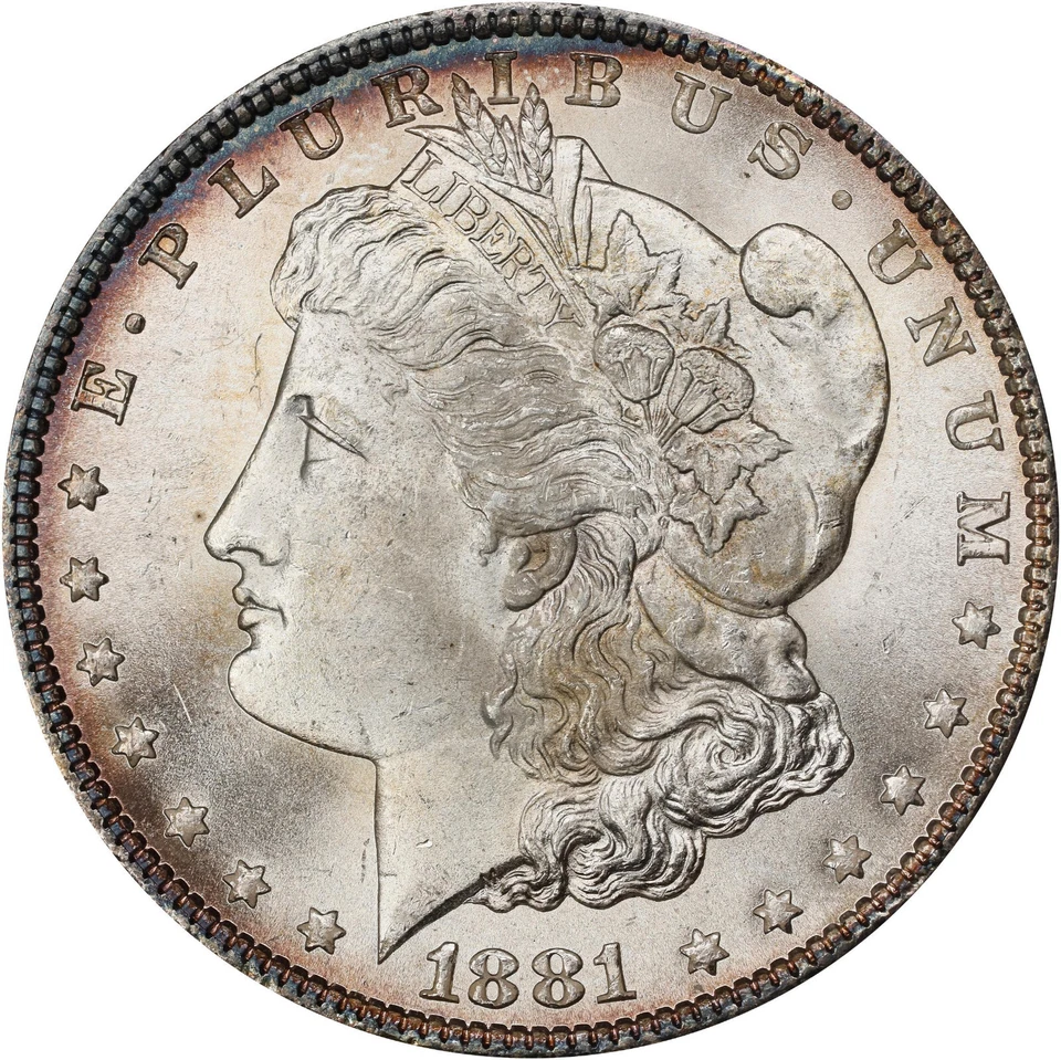 Morgan Dollar 1881-O, NGC MS-65 Old Holder. Beautiful Peripheral Toning! - Image 1 of 4
