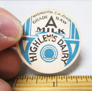Gorra de leche vintage década de 1930, Highleys Dairy, Washington CH Ohio, leche de grado A - Imagen 1 de 1