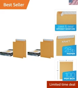 Self-Seal Catalog Envelopes 9x12 Brown Kraft Heavy Paper Pack of 2 Fast Shipping - Picture 1 of 9