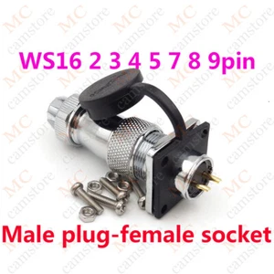 WS16 2-9 Pin IP67 Panel Mount Waterproof Aviation Cable Connector Plug Socket - Picture 1 of 20