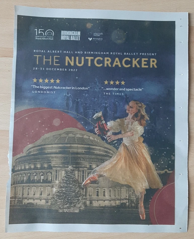 The Nutcracker Royal Albert Hall 28-31/12/22 newspaper advert 11.5 by 14.5 inch  - Image 1 of 1