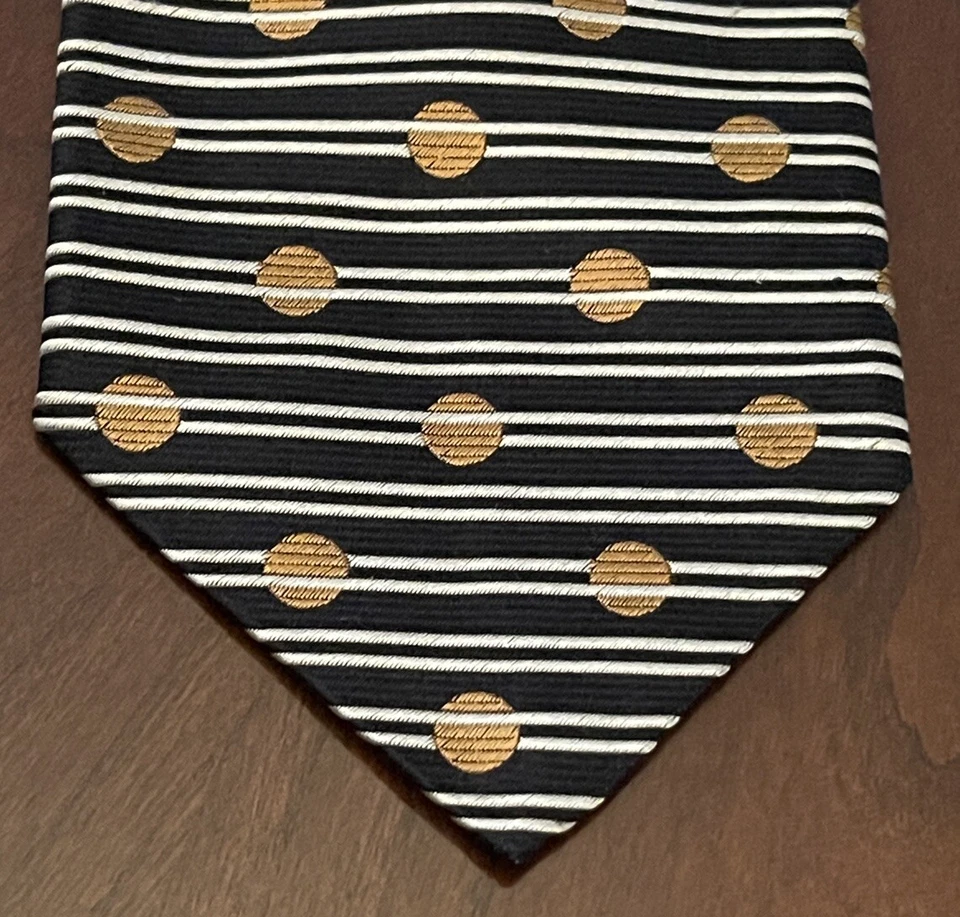 Corbata de cuello Smith Forester vintage negra dorada 100 % seda importada para hombre hecha en EE. UU. Foto 1 de 4