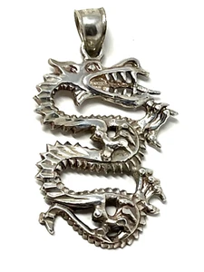 925 STERLING SILVER  DRAGON  PENDANT - Picture 1 of 4
