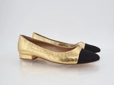 Zapatos planos de ballet Steve Madden Blair talla 11M dorados negros con puntera sin cordones Foto 1 de 4