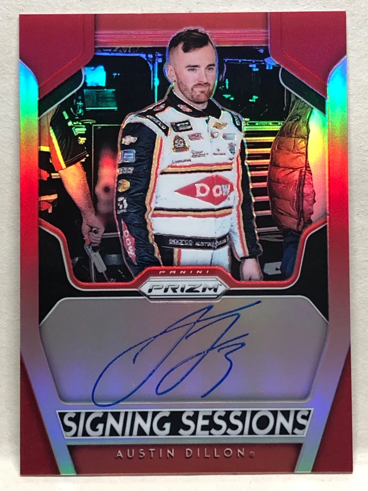 Austin Dillon 2019 Prizm Signing Sessions RED Certified Autograph NASCAR Auto/50 - Image 1 of 3