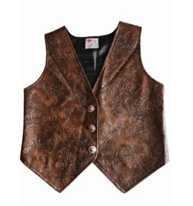 Vintage Deadstock Southwestern Embossed Faux Leather Vest Concho Buttons - Picture 1 of 4