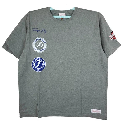 Camisa Tampa Bay Lightning Mitchell & Ness NHL 2XL XXL vários logotipos cinza nova com etiquetas - Imagem 1 de 4
