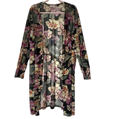 Jolie & Joy Largo Boho Kimono Plumero Encubrimiento Floral Manga Larga Transparente Floral 1X Foto 1 de 4