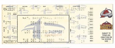 Vintage 2000-01 Denver Nuggets vs Los Angeles Clippers Ticket Stub NBA - Image 1 of 2
