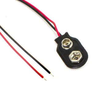 PP3 9V Square Battery Snap ClipOn Connector Solder Lead 150mm Cable 1-10 Pack - Picture 1 of 10