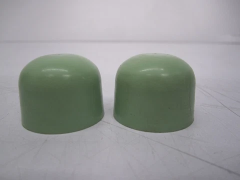 2 Vtg MCM Blue Green Toilet Bolt Nut Covers Caps Plastic Rounded Cover