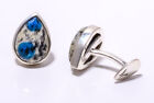 K2 Blue - Azurite In Quartz Gemstone 925 Sterling Silver Cufflink Men