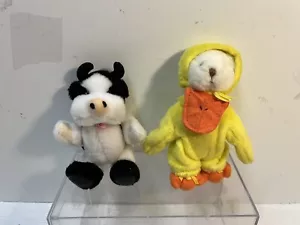 Boyds Bear Costume Jointed Plush Duck 5" Mini + Cow / Farm - Picture 1 of 8