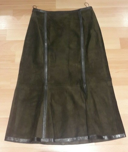 Moschino Ladies Olive Suede and Leather Skirt size 8 UK new without tags
