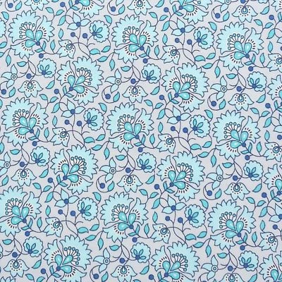 King 3PC Duvet Cover Set Aqua Teal Floral 100% Cotton Coastal Cottage Style New - Image 1 of 4