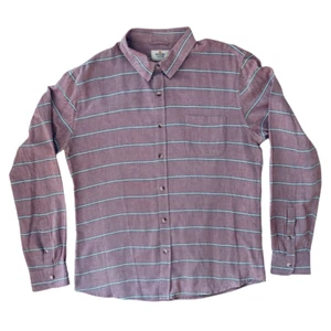 Marine Layer Mens Medium Button Up Long Sleeve Shirt Red Striped Collar Soft - Picture 1 of 8