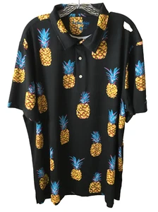 Chubbies Polo Herren XXL Shirt Golf Stretch Schwarz Ananas Print Kurzarm - Bild 1 von 7