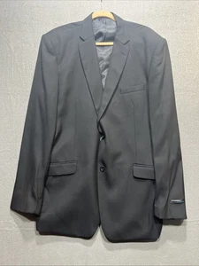 Blazer Eddie Romani Para Hombres 52L Negro Mezcla de Lana Dos Botones Muesca Solapa Chaqueta $298 - Imagen 1 de 13