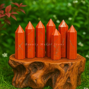 Red Jasper Obelisk Tower Point, Natural Stone Wand, Mineral Specimens Reiki - Picture 1 of 9