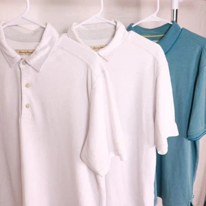 Tommy Bahama Polo Hombre Grande Blanco Azul Modal Mezcla de Poli Golf Lote de 3 - Imagen 1 de 8