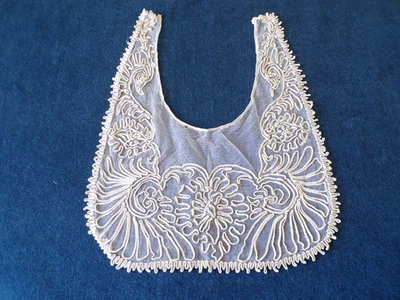 COL ANCIEN DENTELLE TULLE BRODE DEBUT 1900 - Photo 1/4