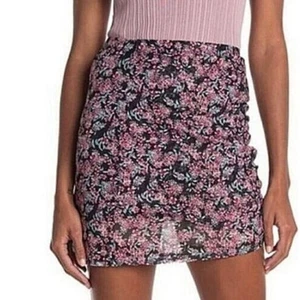 Socialite Women's Floral Pleated Side Lined Mesh Mini Skirt In Black Floral Med - Picture 1 of 3