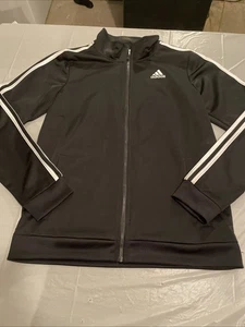 Adidas Track Jacket Youth-Full Zip-XLarge 18/20-Black with White Stripes-EUC - Picture 1 of 8