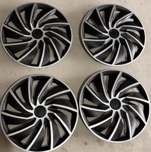 Set of 4 UNIVERSAL HUBCAP WHEEL COVERS 16" SILVER AND BLACK Argo - Picture 1 of 6