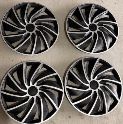 Set of 4 UNIVERSAL HUBCAP WHEEL COVERS 16" SILVER AND BLACK Argo - Image 1 of 4