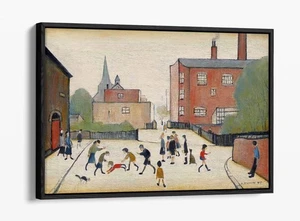 NIÑOS JUGANDO, L.S. LOWRY - IMPRESIÓN ARTÍSTICA EN LIENZO ENMARCADA EFECTO FLOTADOR DECORACIÓN - Imagen 1 de 12