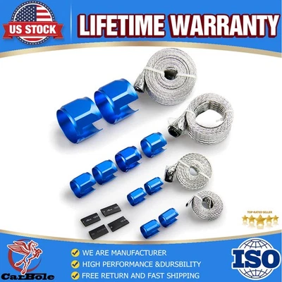 Radiator Hose Sleeving Kit Stainless Steel Braided Dress-Up Hose Cover Blue - Image 1 of 4
