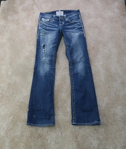 Big Star Liv Bootcut Jeans Damen 27L Blau Denim Low Rise Distressed - Bild 1 von 19