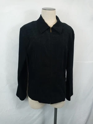 Chaqueta Briggs New York Mujer Talla 8 Negra Cremallera Cuello Carrera Texturizada Foto 1 de 4