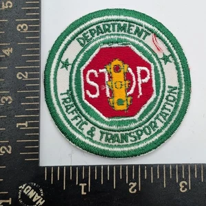 Vintage Department Traffic & Transportation STOP Patch Traffic Light Badge - Picture 1 of 2