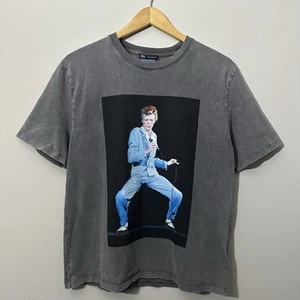 David Bowie Diamond Dogs Zara T Shirt Adult Size Small Oversized Gray Graphic - Picture 1 of 7