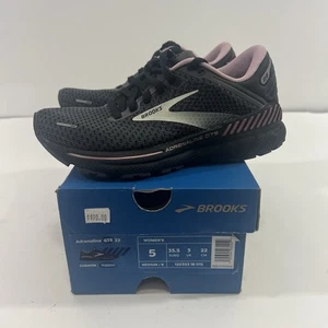 Brooks Adrenaline GTS 22 Women Size 5 B Black Gray Pink Running Sneaker Shoes - Picture 1 of 16