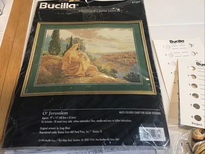Bucilla O' Jerusalem 41331 Jesús Contado Punto de Cruz Kit 19 x 14 Olsen Abierto Foto 1 de 4