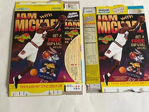 (2) Scatola cereali film Michael Jordan GOLDEN GRAHAMS Space Jam - piatta/vuota * 1996 - Foto 1 di 7