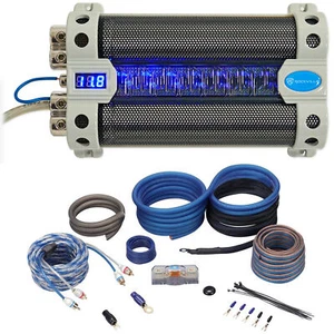 Rockville RFC30F 30 Farad Capacitor Volt Display+Amp Kit Black Wire Mesh Cover - Picture 1 of 10