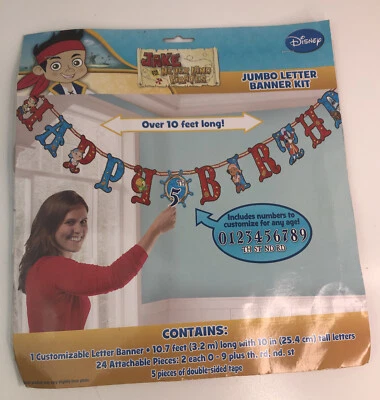 Birthday Banner Kit Jake and the Neverland Pirates Party Supplies Add an Age New - Image 1 of 4