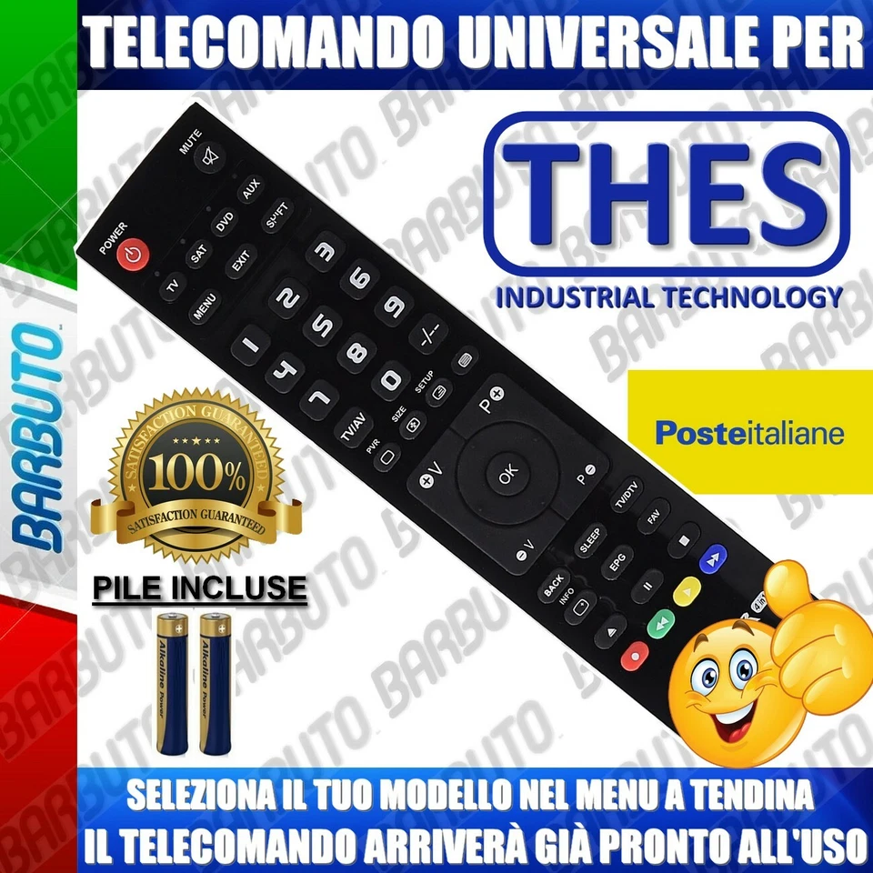 TELECOMANDO UNIVERSALE THES; CLICCA IL TUO MODELLO E LO RICEVERAI GIA PRONTO - Immagine 1 di 1